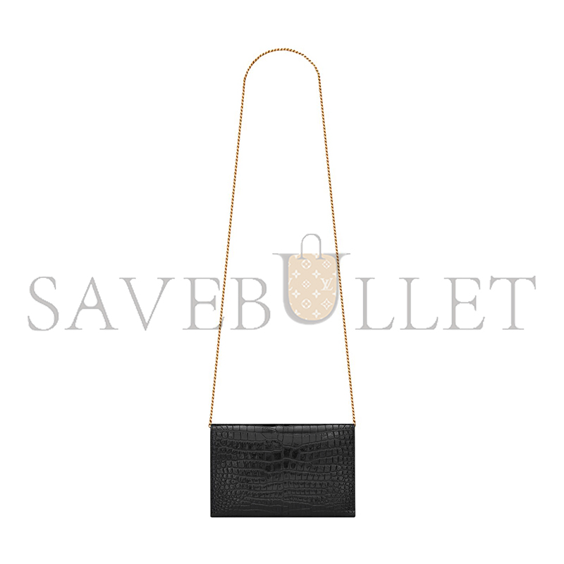 Y*L uptown chain wallet in shiny crocodile-embossed leather 607788dnd1j1000 (19*12*3cm)